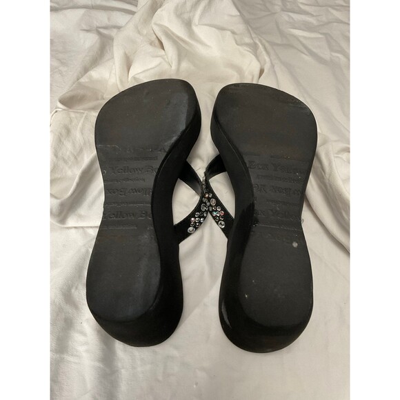 Women's Size 8 Yellow Box Bling Heeled Flip Flops - Picture 4 of 9